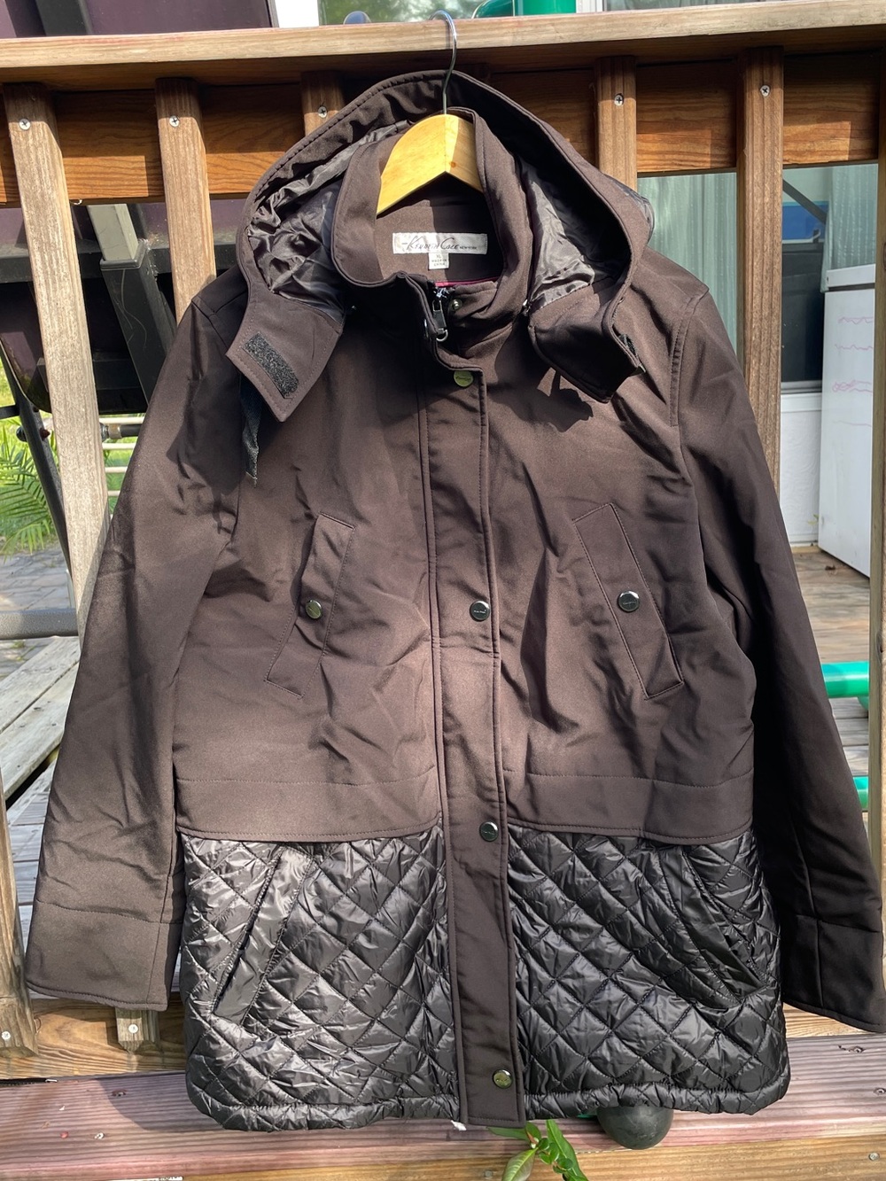 Kenneth Cole Womens XL Brown black Jacket Full Zip XL